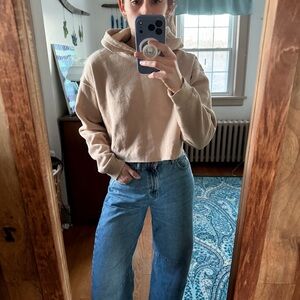 UO Tan Cropped Hoodie